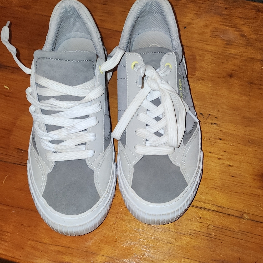 Calvin Klein Gray and White Athletic Shoes